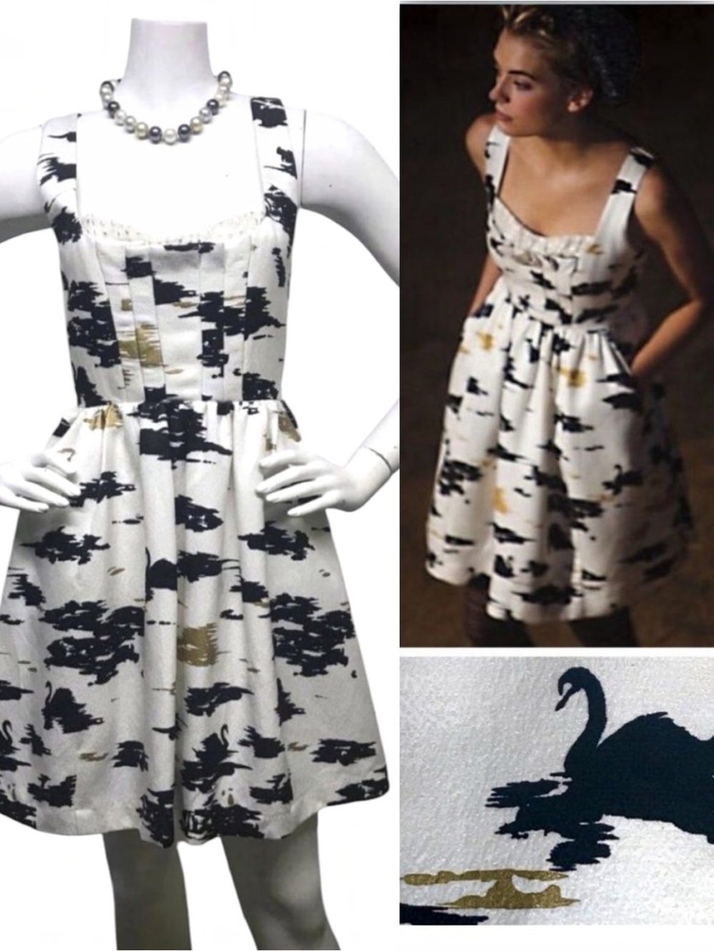 ANTHRO Twinkle By Wenlan Flight of Swans Dress 2 4